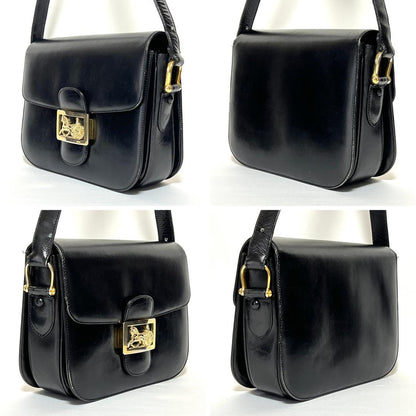 Celine Vintage Carriage Hardware Leather Shoulder Bag Hb02235