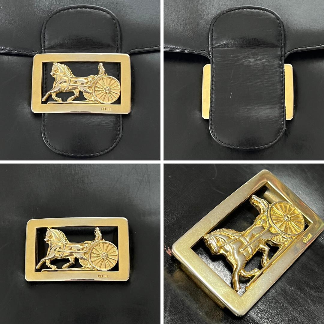 Celine Vintage Carriage Hardware Leather Shoulder Bag Hb02235