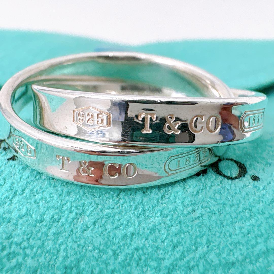 Tiffany & Co 1837 Interlocking Ring In Silver Size 165