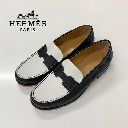 Hermes Kennedy Leather Loafers Bicolor