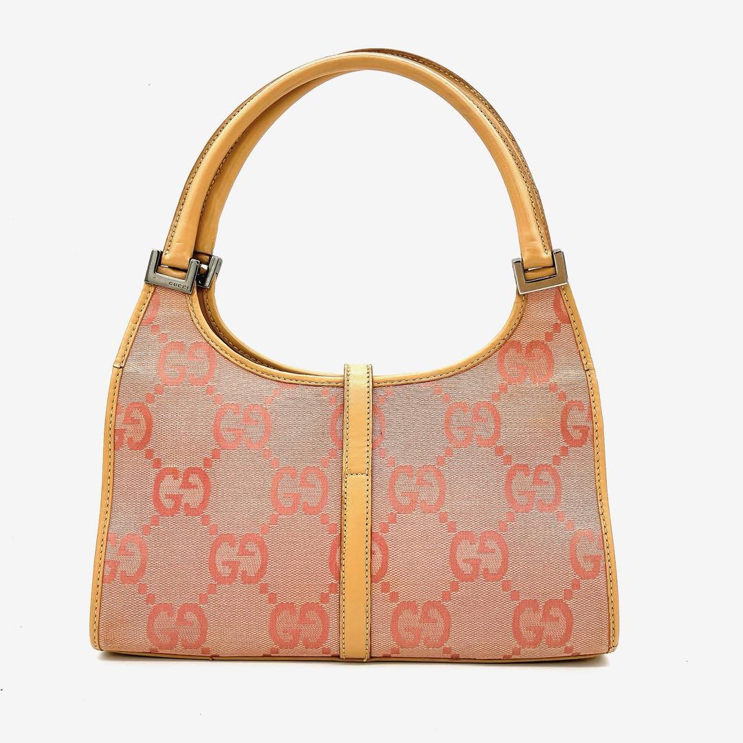 Gucci Jackie Handbag GG Canvas Pink Silver Hardware
