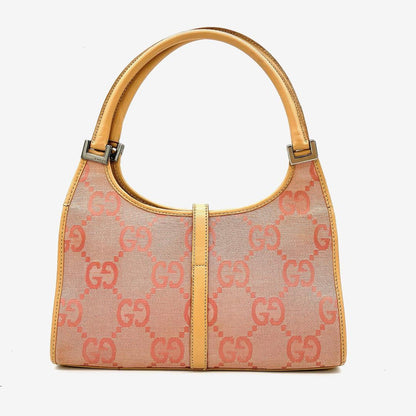 Gucci Jackie Handbag GG Canvas Pink Silver Hardware
