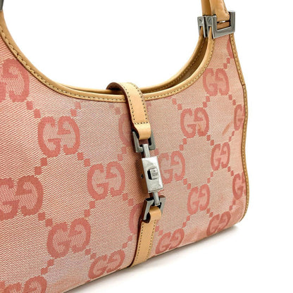 Gucci Jackie Handbag GG Canvas Pink Silver Hardware