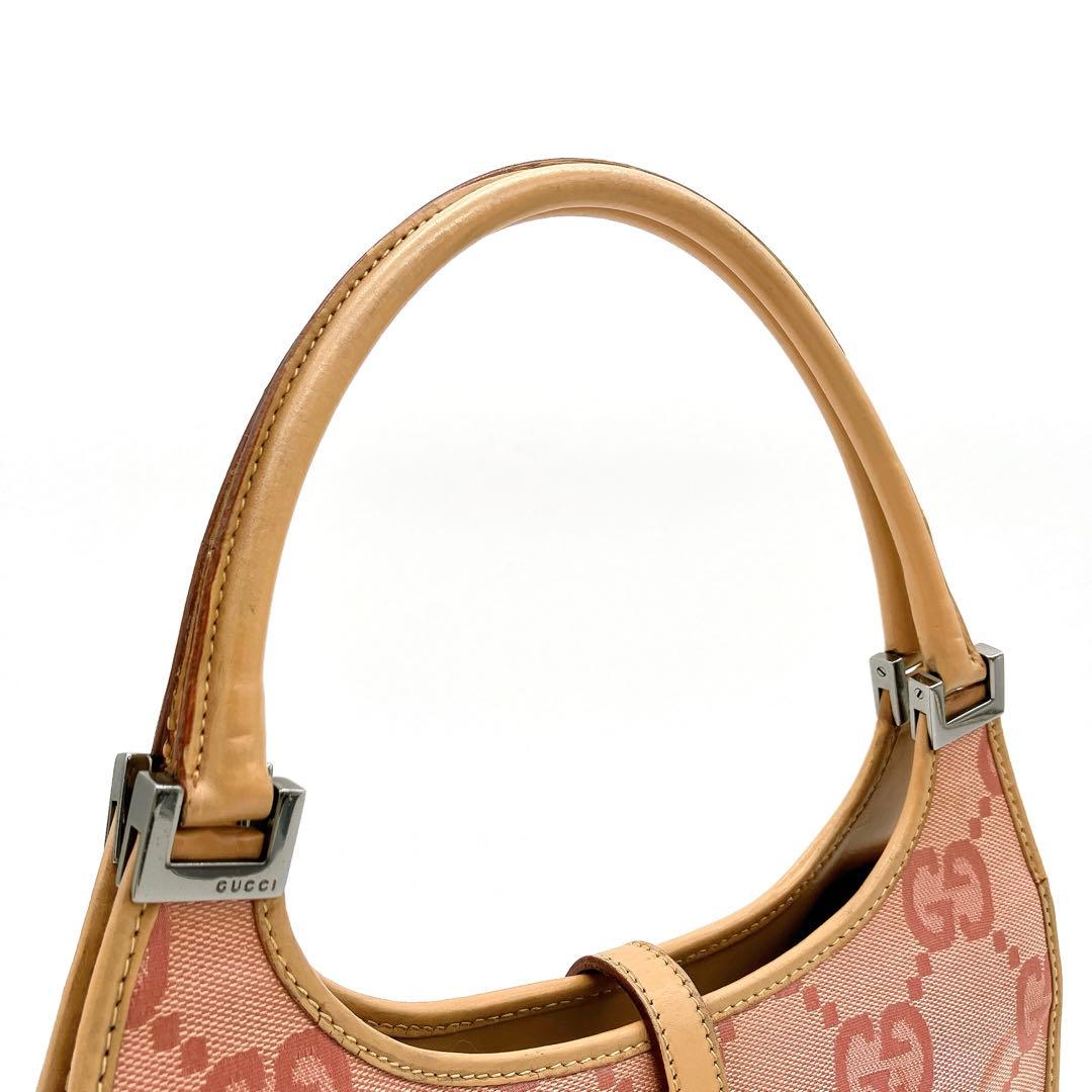 Gucci Jackie Handbag GG Canvas Pink Silver Hardware