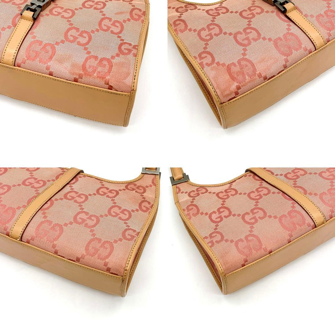 Gucci Jackie Handbag GG Canvas Pink Silver Hardware