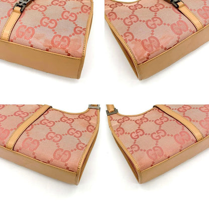 Gucci Jackie Handbag GG Canvas Pink Silver Hardware