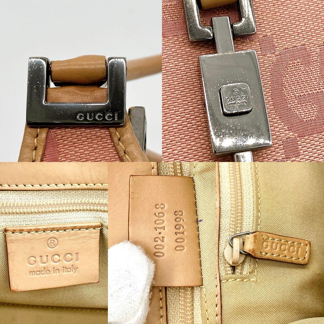 Gucci Jackie Handbag GG Canvas Pink Silver Hardware