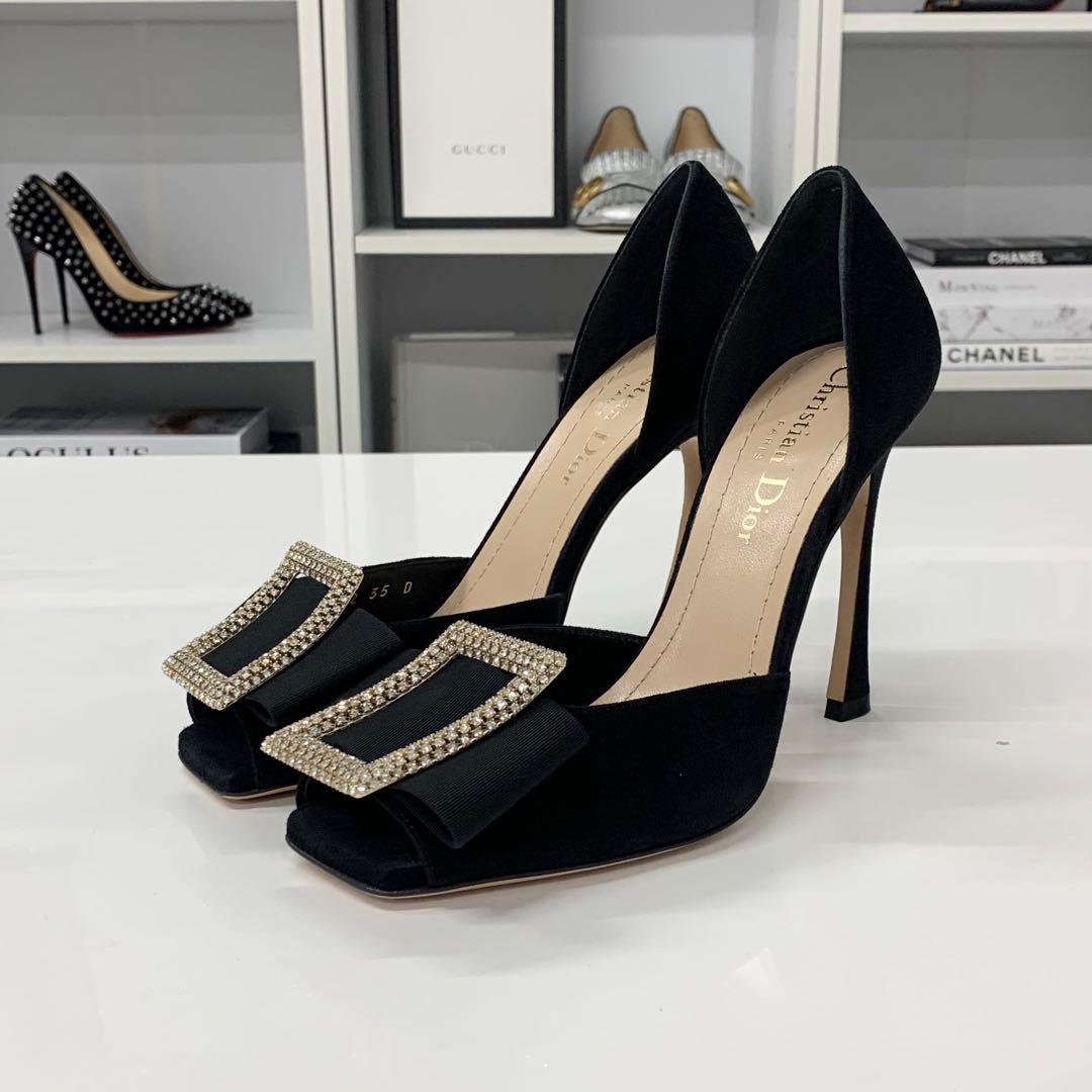 Dior Idylle Suede Visual Buckle Sandals — view 3