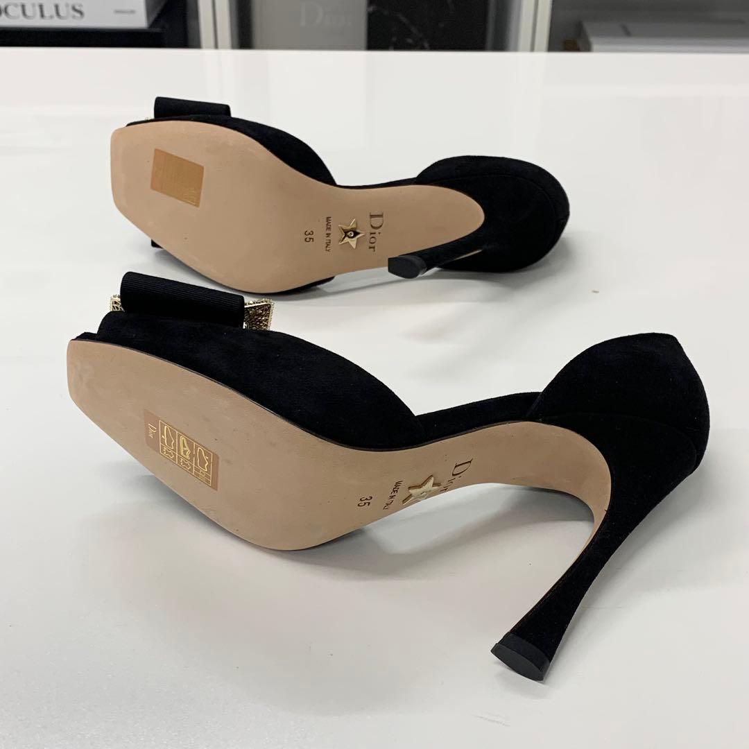 Dior Idylle Suede Visual Buckle Sandals — view 7
