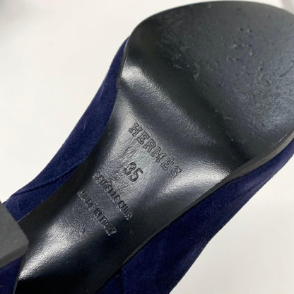 Hermes Jews Kelly Hardware Suede Short Boots Navy