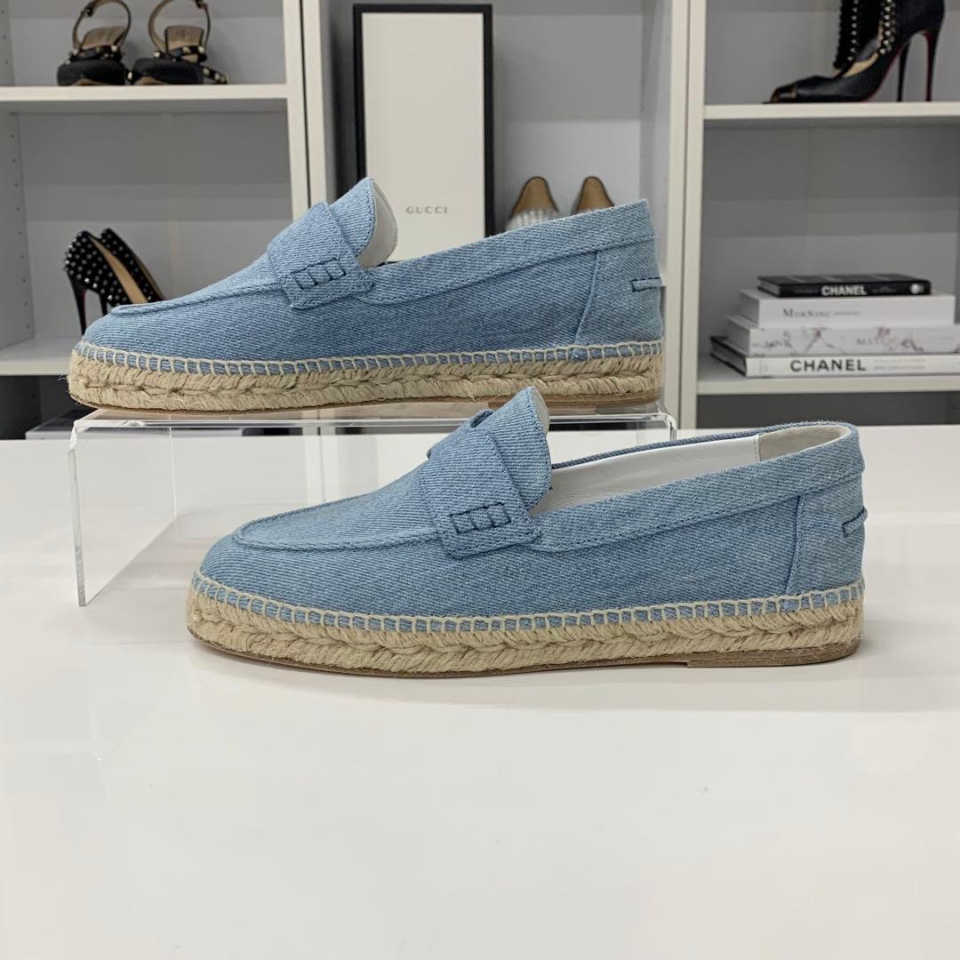 Hermes Trip Espadrilles Denim Flat Shoes Blue — view 3