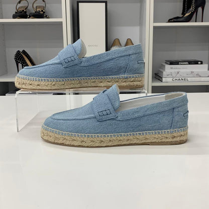 Hermes Trip Espadrilles Denim Flat Shoes Blue — view 3