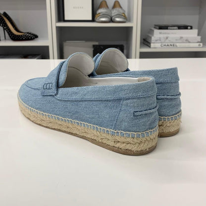 Hermes Trip Espadrilles Denim Flat Shoes Blue — view 4
