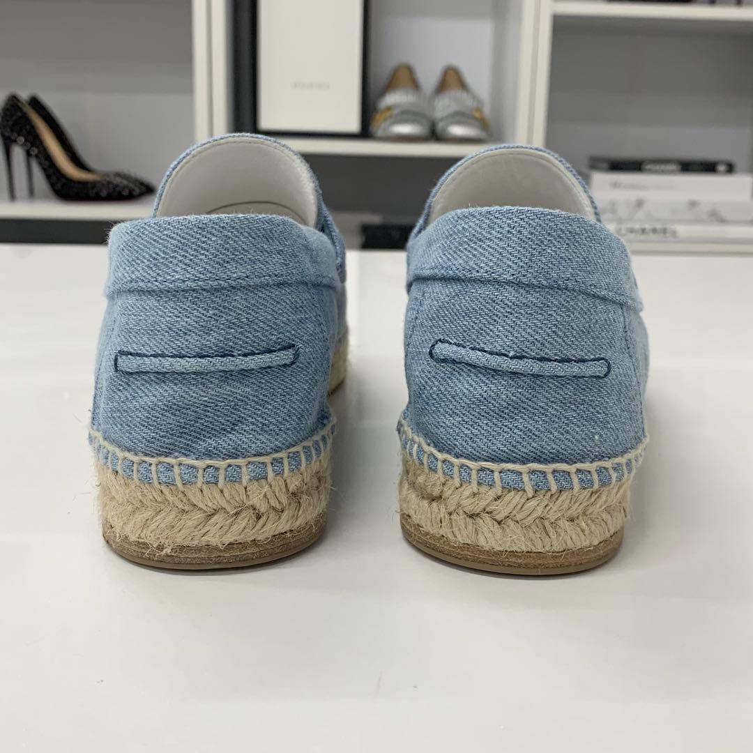 Hermes Trip Espadrilles Denim Flat Shoes Blue — view 5