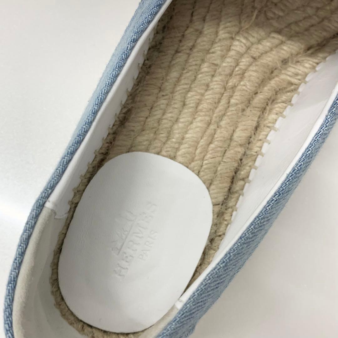 Hermes Trip Espadrilles Denim Flat Shoes Blue — view 7