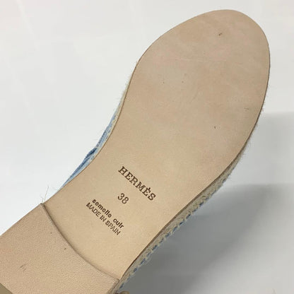 Hermes Trip Espadrilles Denim Flat Shoes Blue — view 8