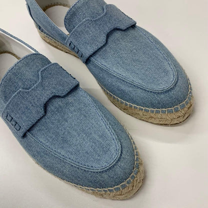 Hermes Trip Espadrilles Denim Flat Shoes Blue — view 9