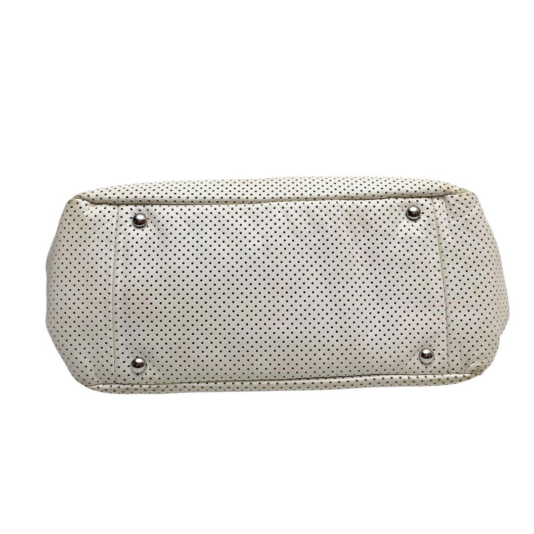 Chanel Leather Punching Chain Shoulder Hand Bag White