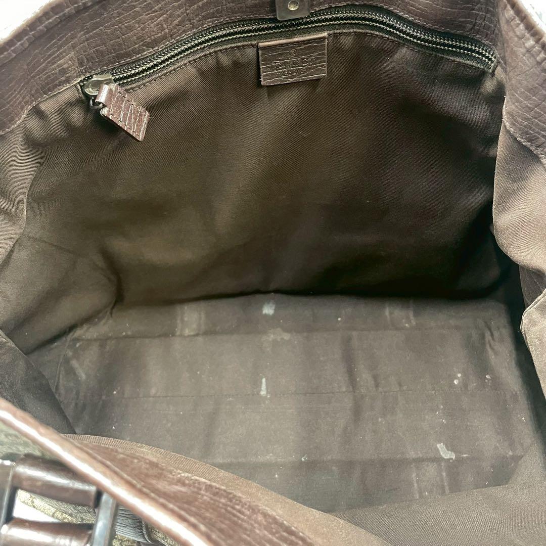 Gucci GG Tote Brown Beige Logo Leather — view 5