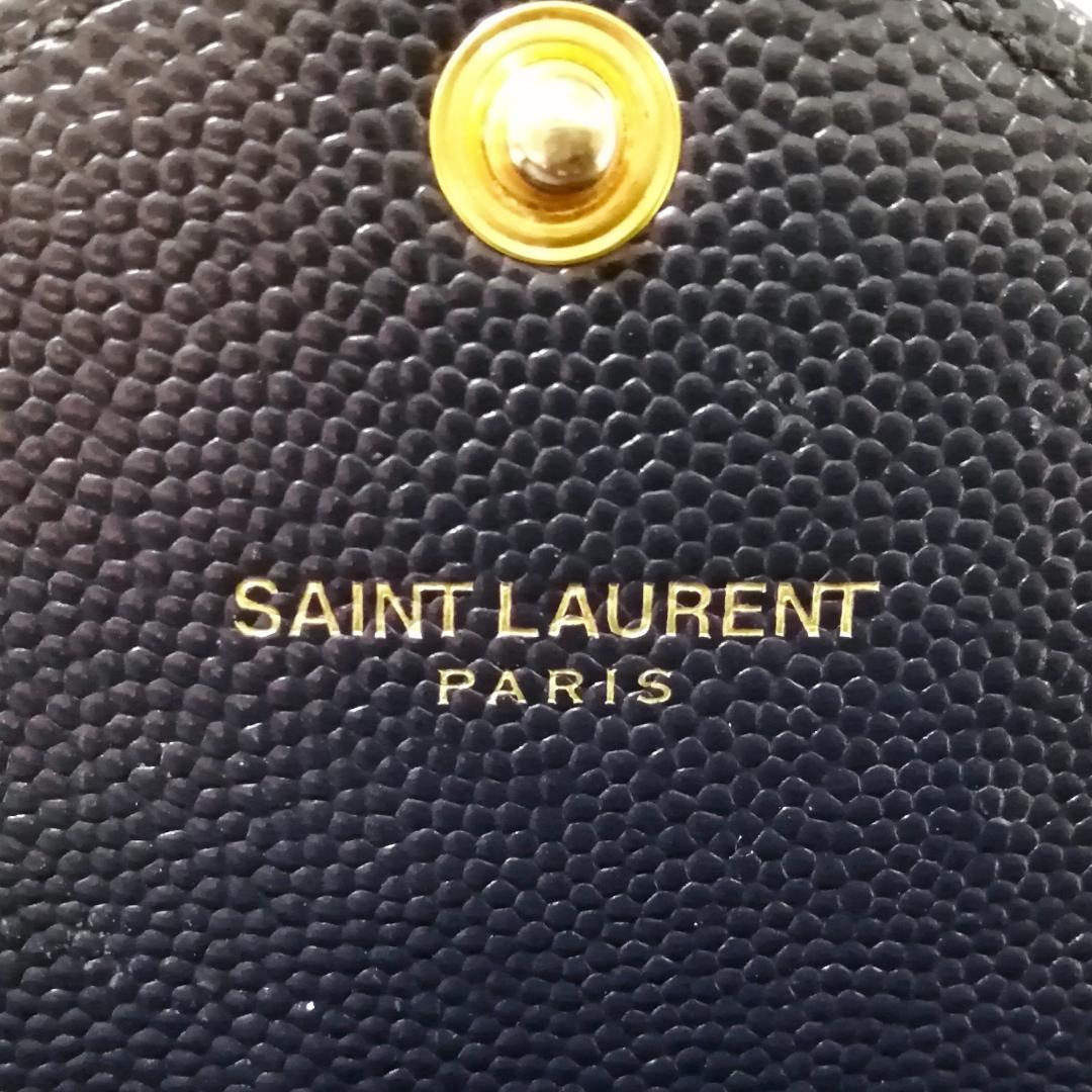 Saint Laurent Long Wallet Matelasse Flap Stitch Caviar Leather