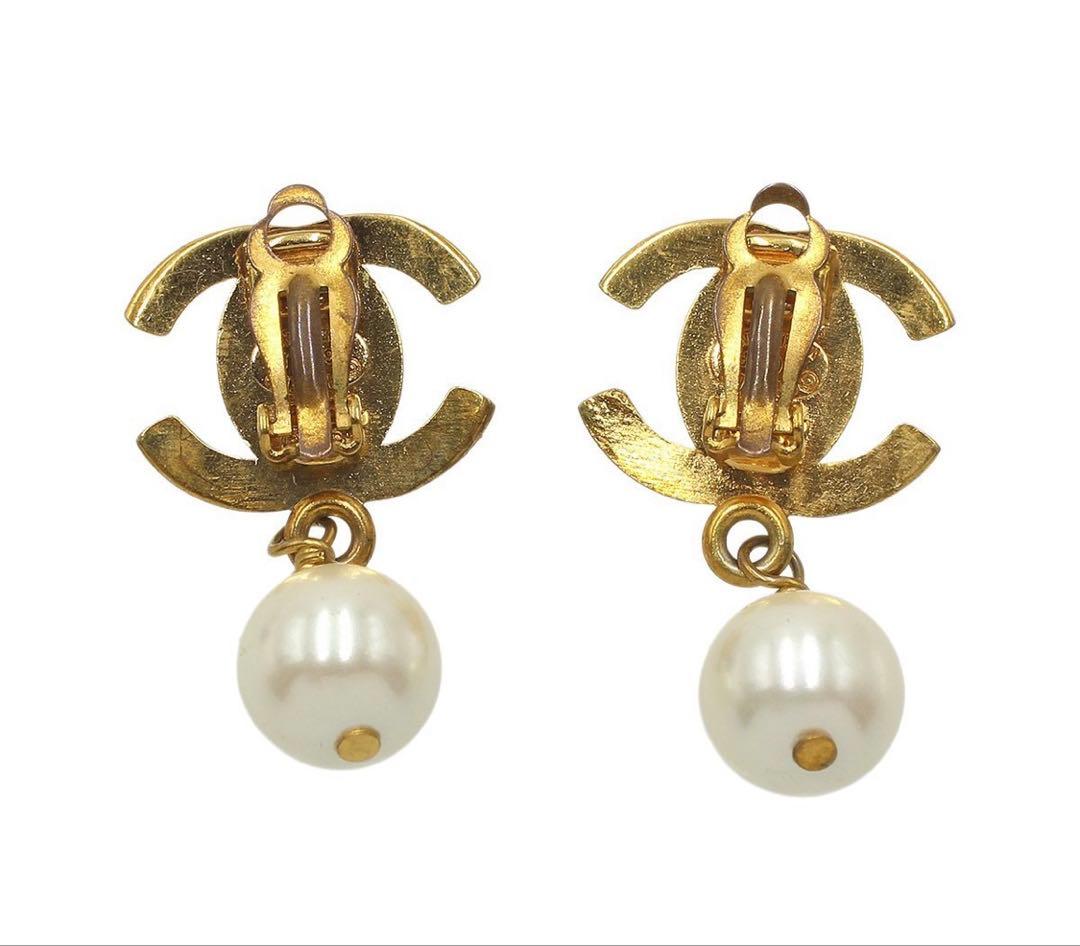 Chanel CC Logo Turnlock Faux Pearl Earrings — view 2