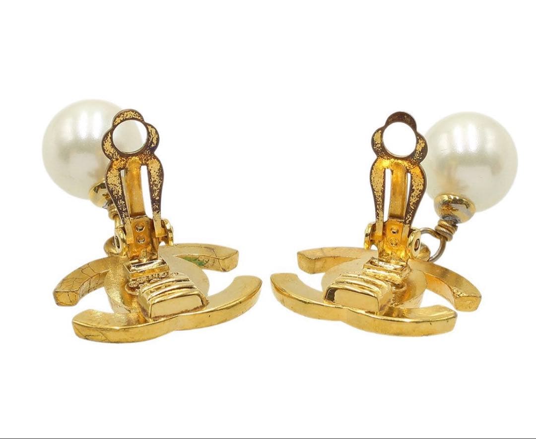 Chanel CC Logo Turnlock Faux Pearl Earrings — view 4