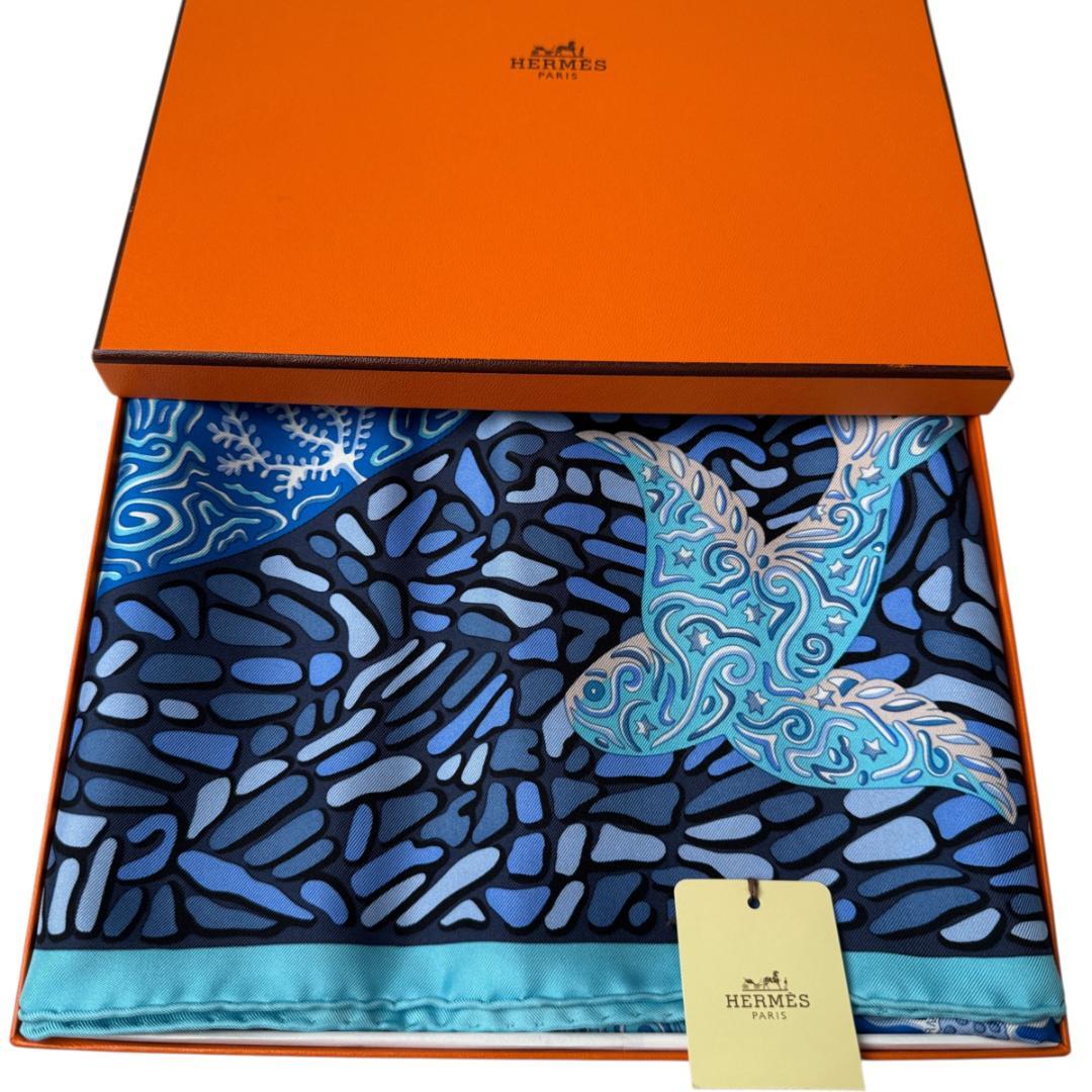 Hermes Carre 90 Legend of Coral and Fish Silk Scarf