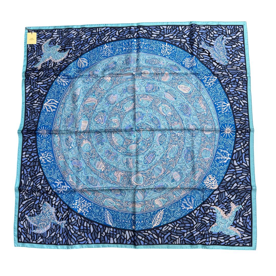 Hermes Carre 90 Legend of Coral and Fish Silk Scarf — view 2
