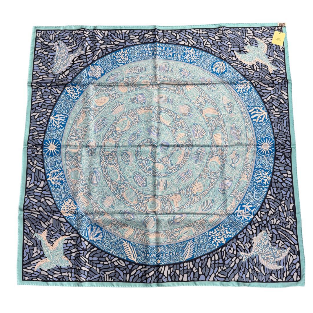 Hermes Carre 90 Legend of Coral and Fish Silk Scarf — view 3