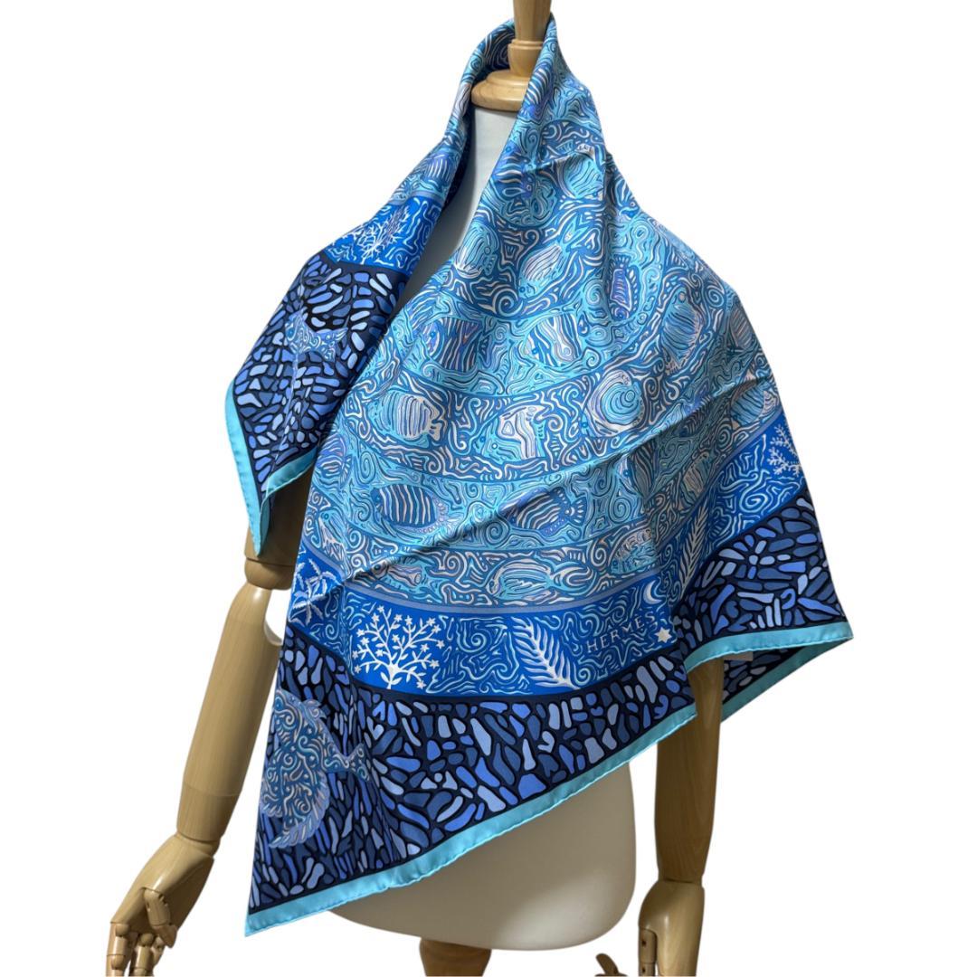 Hermes Carre 90 Legend of Coral and Fish Silk Scarf — view 4