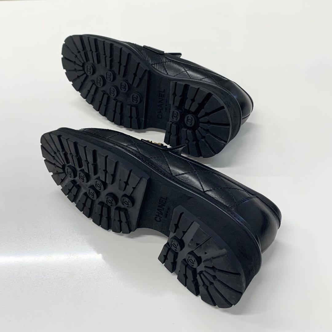 Chanel Quilted CC Logo Leather Platform Loafers Black — view 7