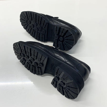 Chanel Quilted CC Logo Leather Platform Loafers Black — view 7