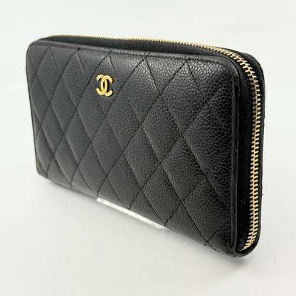Chanel Quilted Wallet Caviar Leather