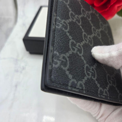 Gucci Billfold Fold Wallet GG Supreme Black — view 5