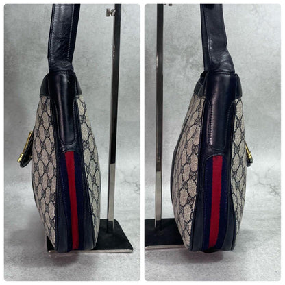 Gucci GG Sherry Line Shoulder Bag Navy Leather — view 8
