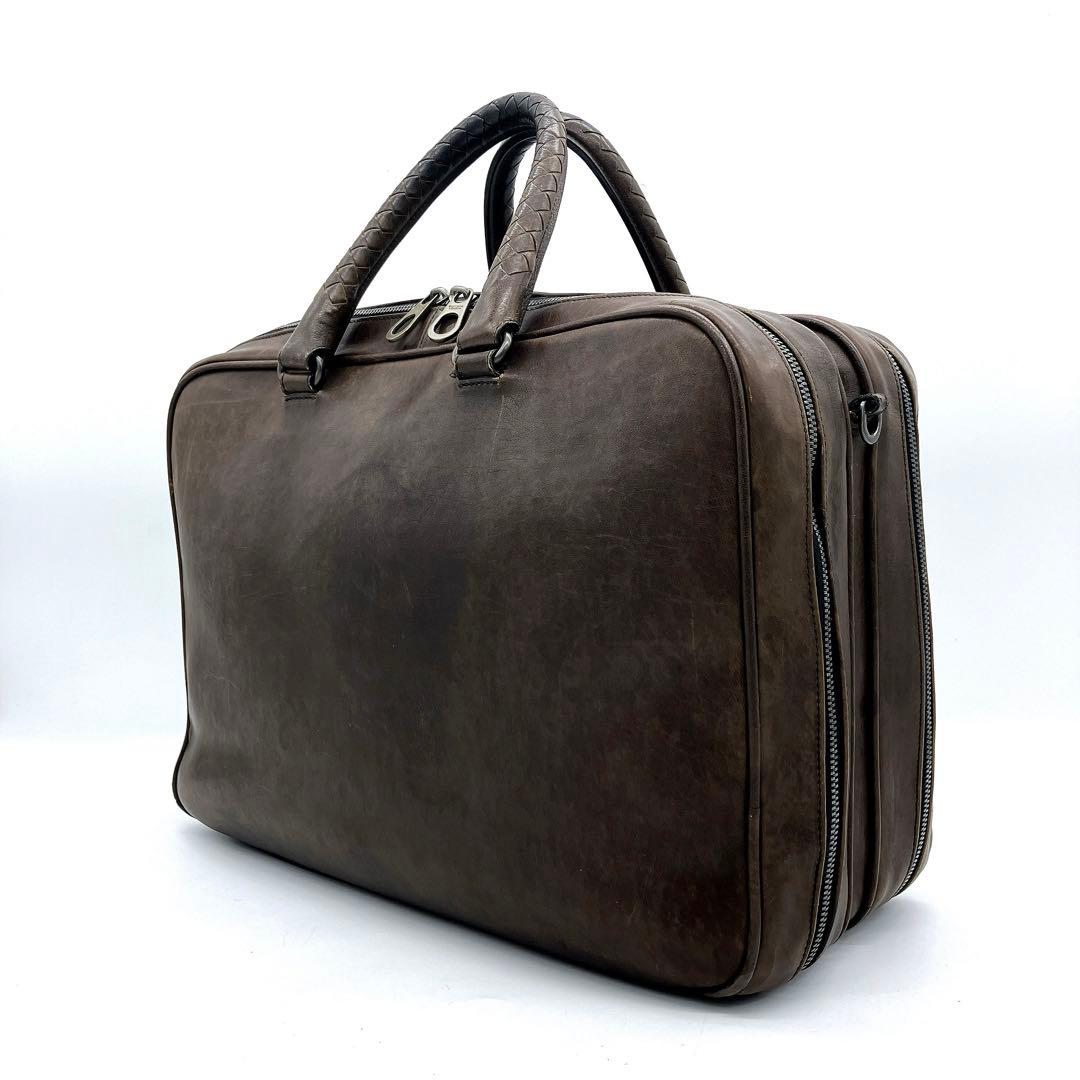 Bottega Veneta Business Bag Intrecciato Leather Brown