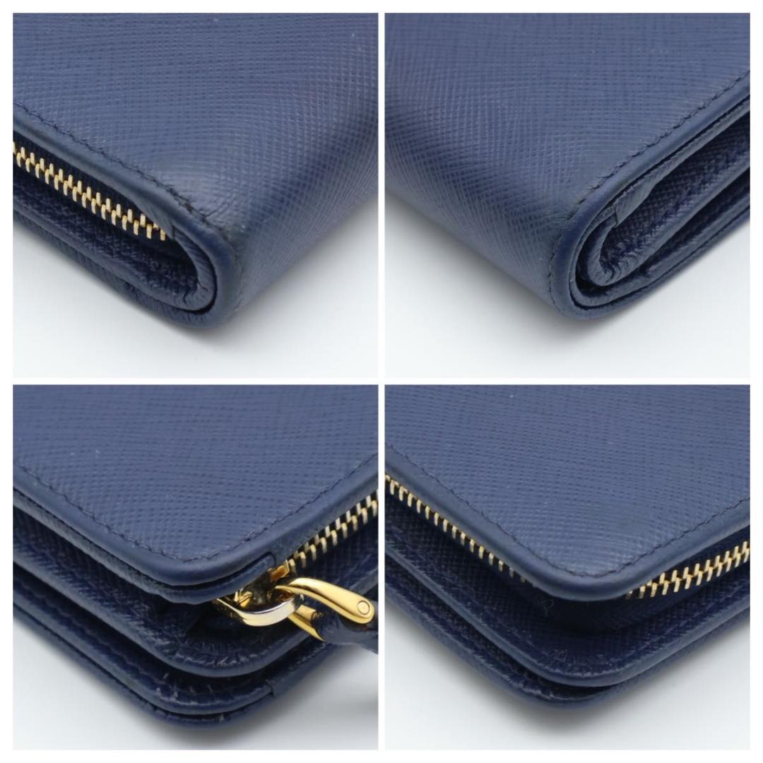 Prada Metal Logo Bifold Wallet L-shaped Zip Saffiano — view 9
