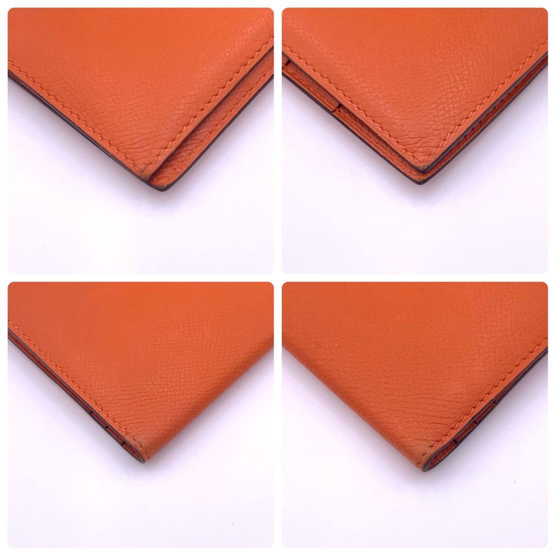 Hermes Bearn Classic Veau Epsom Wallet Orange — view 7