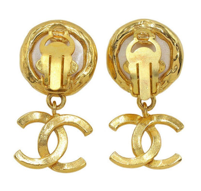 Chanel Faux Pearl Coco Mark Swing Earrings