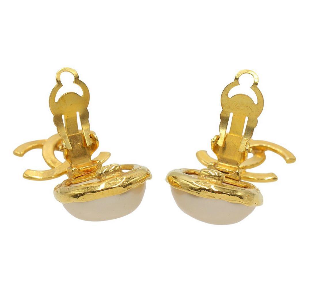 Chanel Faux Pearl Coco Mark Swing Earrings