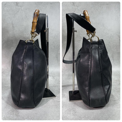 Gucci Shoulder Bag 2-Way Bamboo Black Leather — view 7