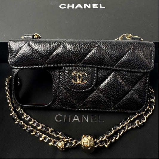 Chanel Quilted Chain Shoulder iPhone 15 Pro Case