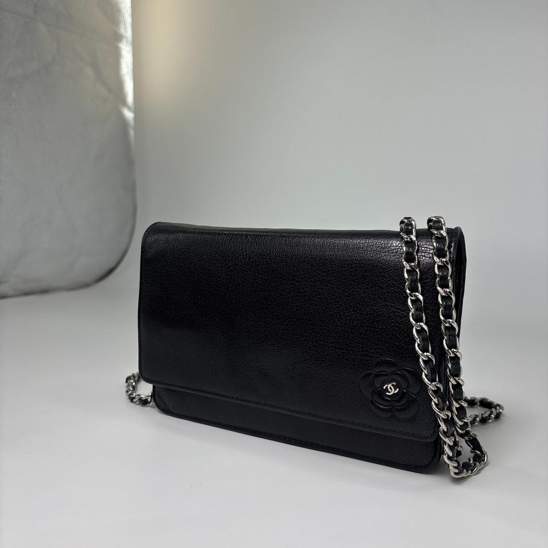 Chanel Camellia Leather Chain Wallet Shoulder — view 2