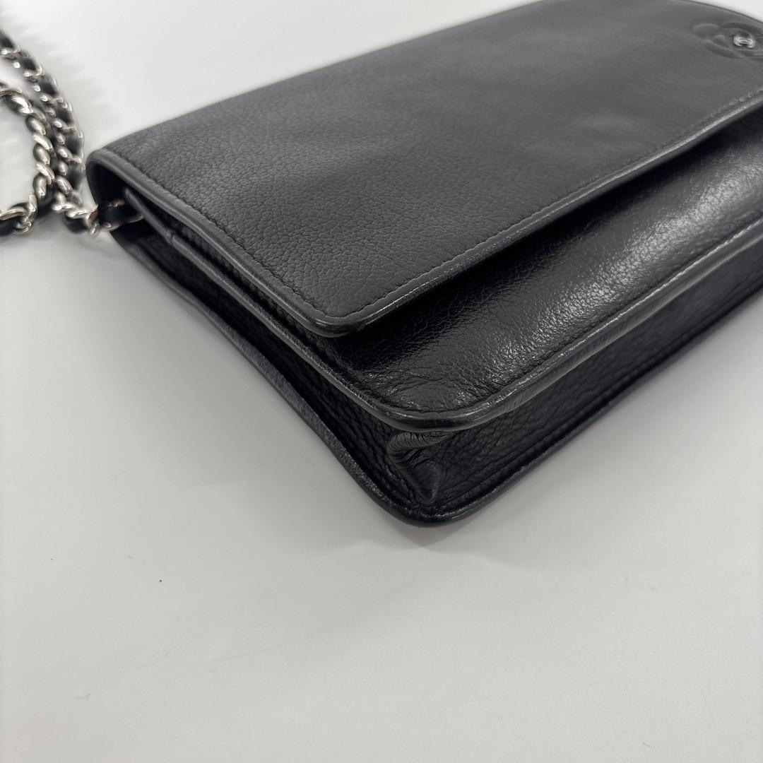 Chanel Camellia Leather Chain Wallet Shoulder — view 6