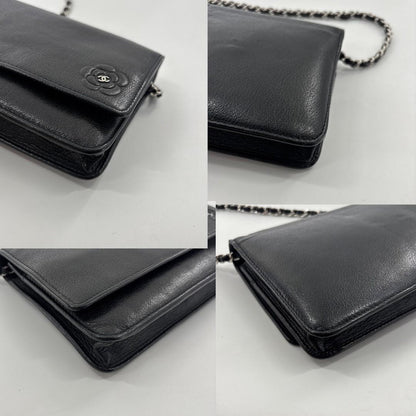 Chanel Camellia Leather Chain Wallet Shoulder — view 8