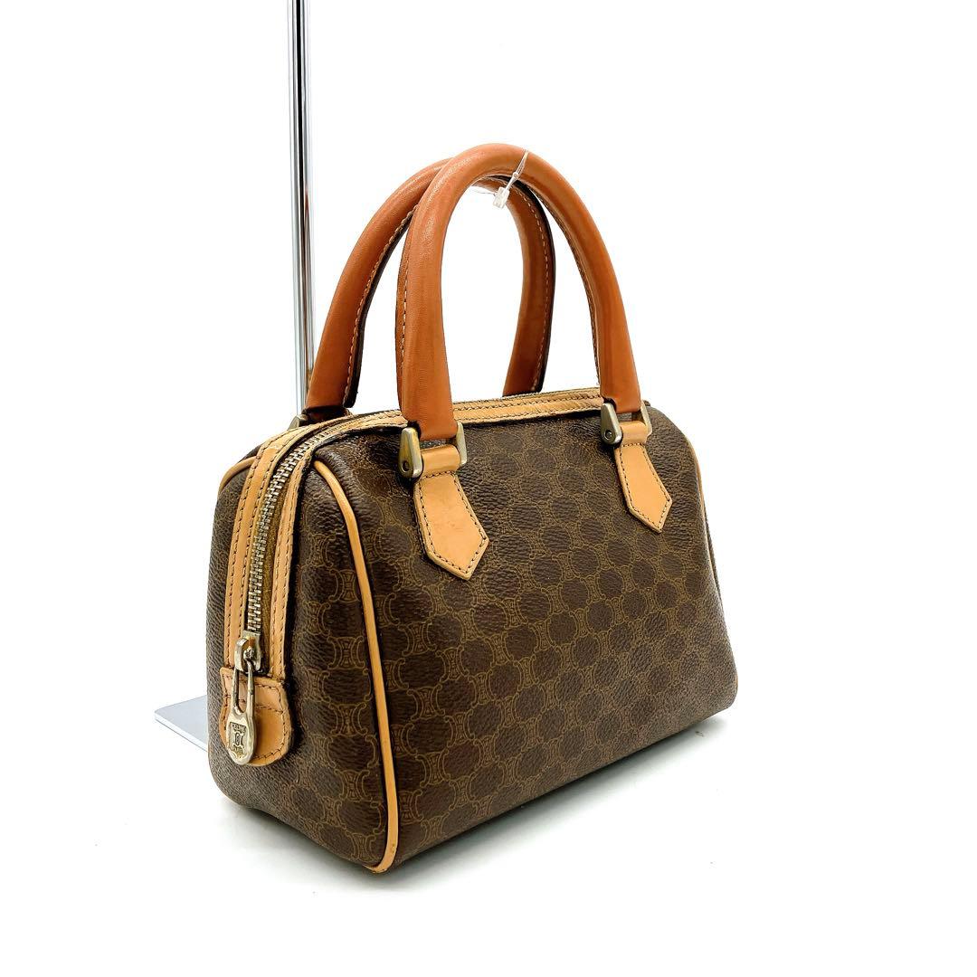 Micro Mini Boston Bag Celine Macadam Pattern Gold Hardware PVC