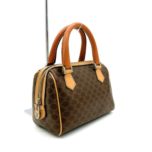 Micro Mini Boston Bag Celine Macadam Pattern Gold Hardware PVC