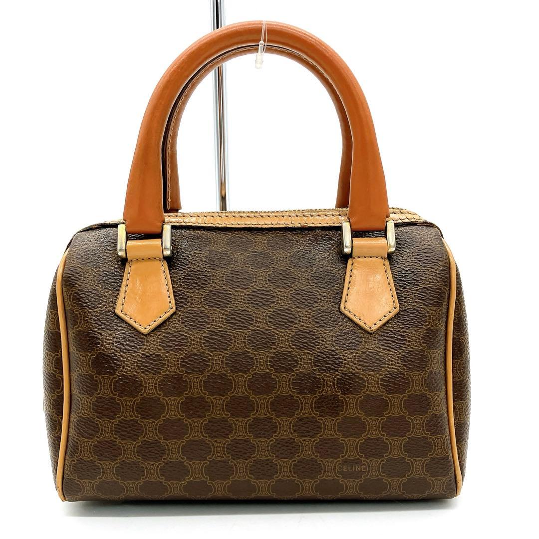 Micro Mini Boston Bag Celine Macadam Pattern Gold Hardware PVC