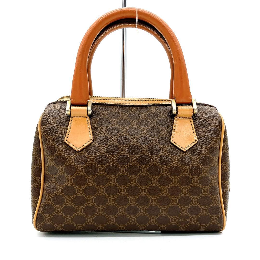 Micro Mini Boston Bag Celine Macadam Pattern Gold Hardware PVC