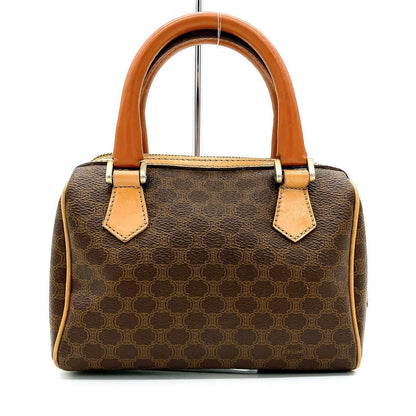 Micro Mini Boston Bag Celine Macadam Pattern Gold Hardware PVC